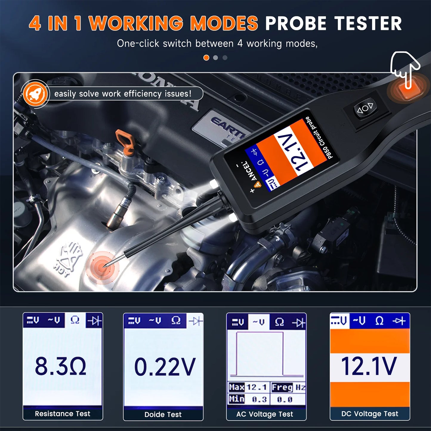 Ancel PB50 Car Circuit Tester Inspection Tool 12V 24V Automotive Power Circuit Probe Kit Electrical System Mechanical Works Tool
