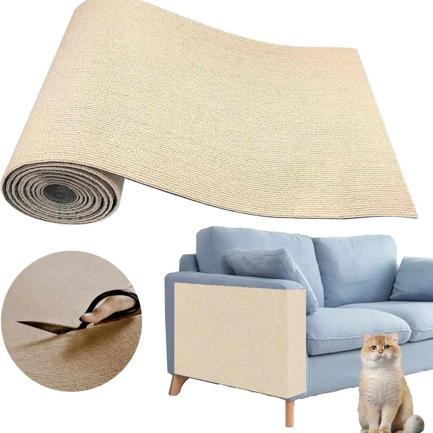 Anti Cat Scratch Sofa DIY Cats Scratch Board Sofa Protection Paws Sharpen Trimmable Self-adhesive Carpet Cats Scratch Board