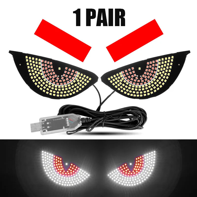 Car Back Window expression lights LED Strips Light Panel Car Windshield Display Devil's Eye Decorative Lamps USB Plug Lighting