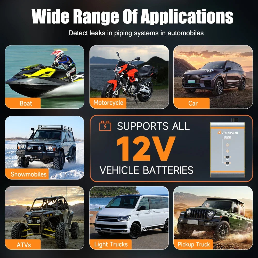 FOXWELL SD201 12V Automotive Smoke Machine Built-in Air Pump EVAP Vacuum Exhaust Pipe Diagnostic Tester Smoke Leak Detector