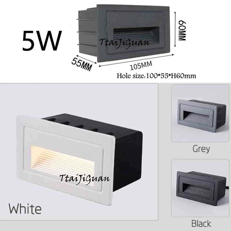 3W 5W 10W LED Wall Lamp Aluminum Stair light Recessed LED Step Lamp Pathway Wall Corner Lamps AC220V Dimmalbe Wall Light DC12V