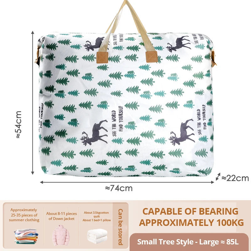 Large Capacity Clothes Storage Bag Organizer - Foldable with Reinforced Handle & Zipper for Blankets Bedding