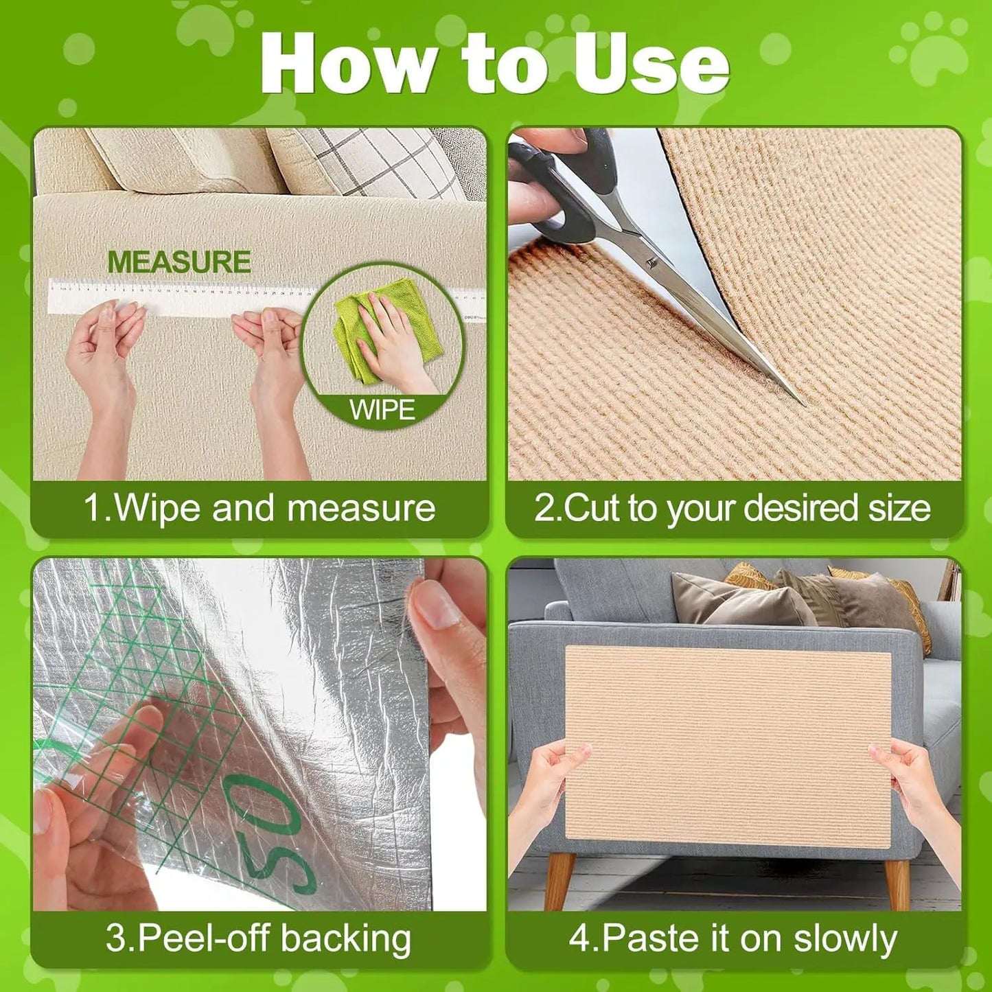 Anti Cat Scratch Sofa DIY Cats Scratch Board Sofa Protection Paws Sharpen Trimmable Self-adhesive Carpet Cats Scratch Board