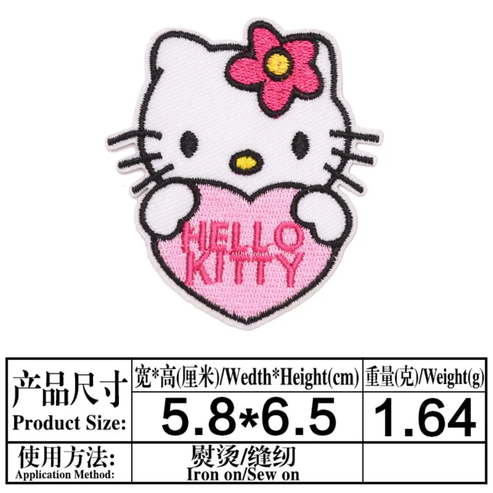 7/15Pcs Hello Kitty Cartoon KT Cat Series For Child Clothes Iron on Embroidered Patches Sew DIY Coat Jeans Applique Sticker