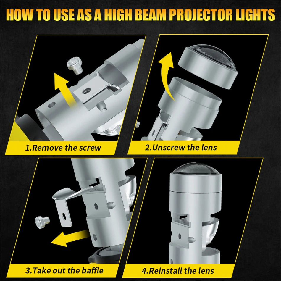 AILEO 2x H7 LED Headlight Bulbs Canbus 16000LM 400W - Mini Projector Lens 6500K White High/Low Beam