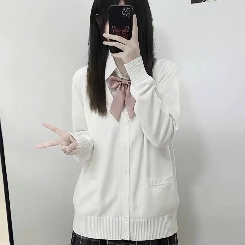 Mikasa pink cardigan sweater with the same style， Anime character COS knitted sweater, original JK uniform sweater jacket