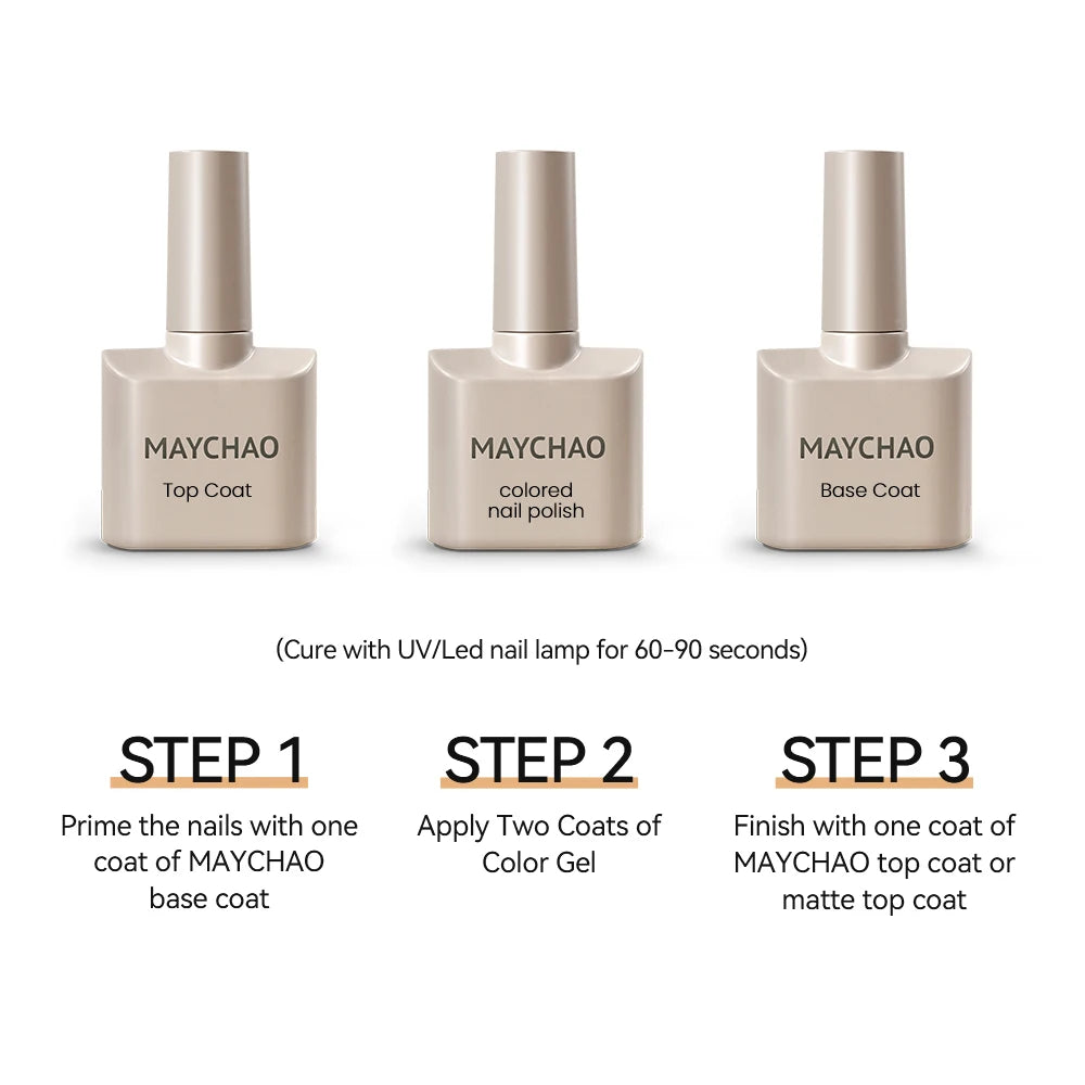 MAYCHAO Nail Gel Polish No Wipe Top Coat Base Coat Primer UV LED 12ml Enhancer Varnish Soak Off Semi Permanent Nail Art Varnish