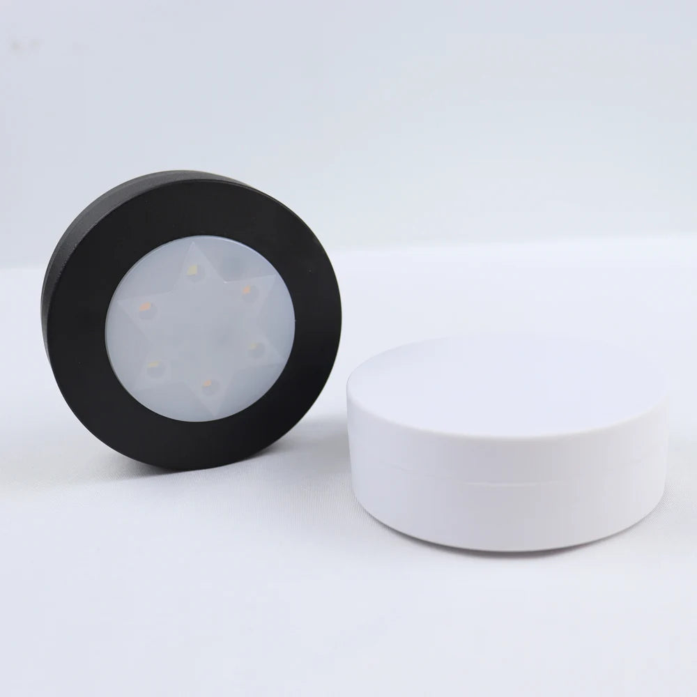 Round LED Cabinet Closet Light CCT Under Furniture Dimmable Lamps Battery Powered Night Bedroom Wardrobe Lighting Remote Control