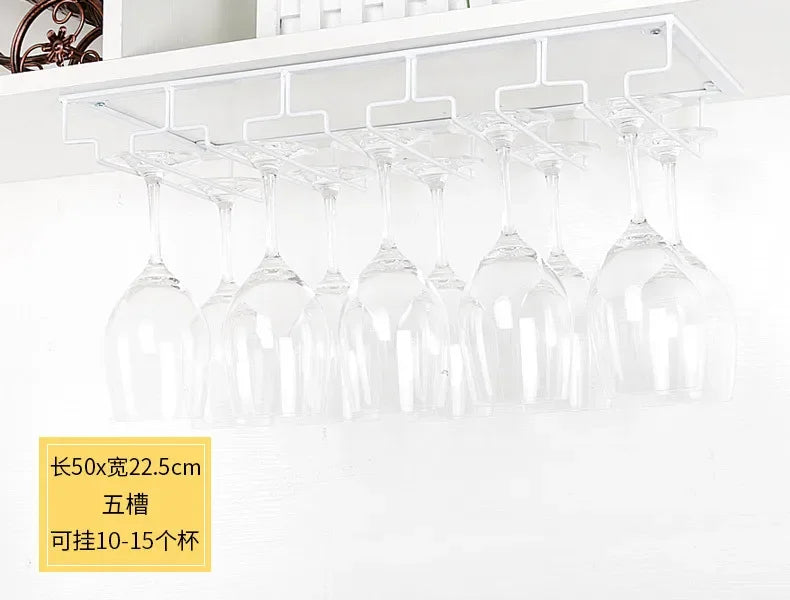 Iron Wall Mount Wine Glass Holder - Hanging Goblet Stemware Storage Organizer Rack