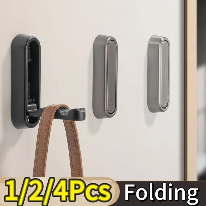 Folding Wall Hook Stainless Steel - Hidden Robe Towel Coat Hanger Matte Black 1-4pcs