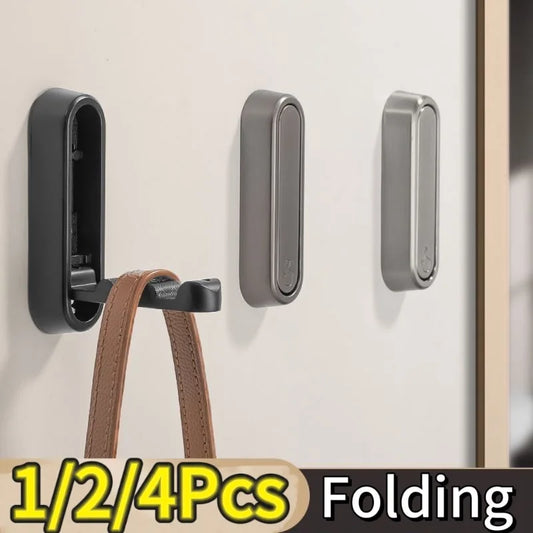 Folding Wall Hook Stainless Steel - Hidden Robe Towel Coat Hanger Matte Black 1-4pcs