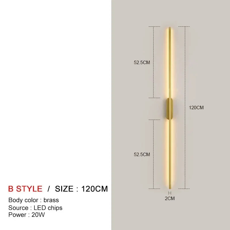 Modern Long LED Wall Lights for Bedroom Bedside Black Wall Lamps Living Room Background Decoracion Hallways Interior Sconce