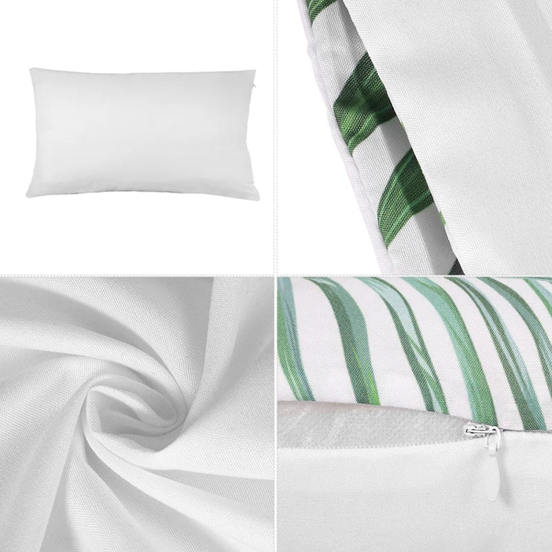 Blue White Floral Pillowcases - Jewelry Style Polyester Cushion Cover with Zipper Home Decor