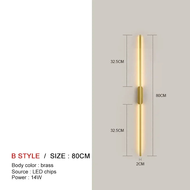 Modern Long LED Wall Lights for Bedroom Bedside Black Wall Lamps Living Room Background Decoracion Hallways Interior Sconce