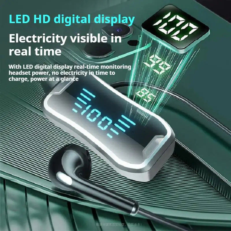 30H Battery Life Bluetooth Earphones Stereo Sound LED Display Earbuds Wireless Headphones Sports Neckband Neck-hanging Headsets