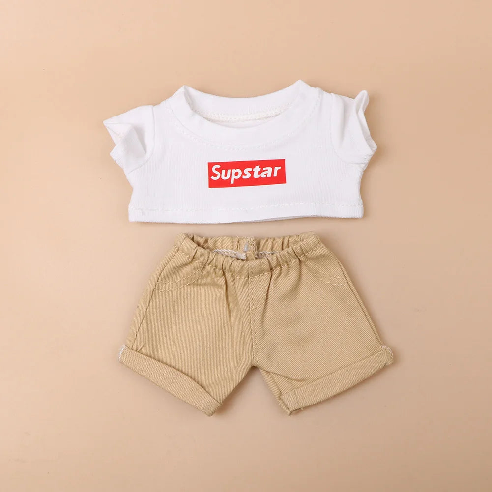 For 17cm Labubu Stylish Outfit Clothes Black Fragrant Style Set Pink Plush Coat Set Dolls Accessories Ropa Labubu