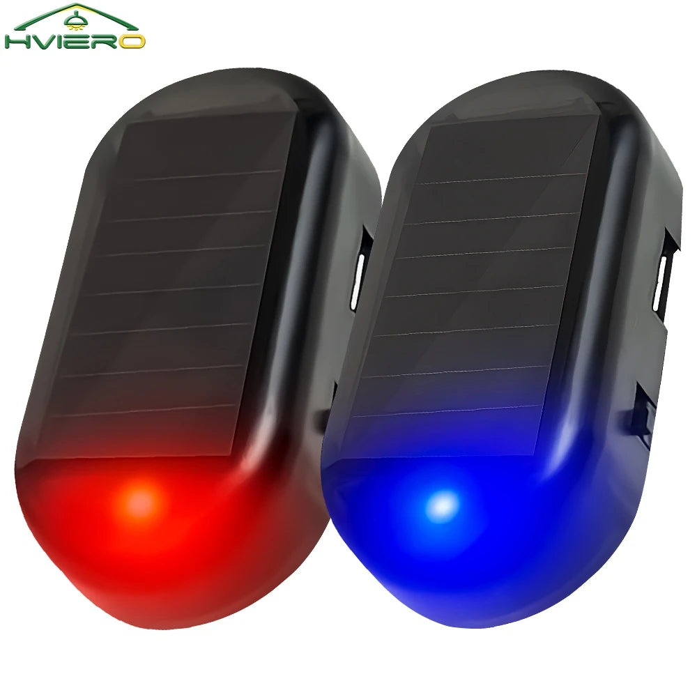 Car Solar Powered Security Strobe Light Dummy Alarm Wireless Warning Anti-Theft Caution Lamps LED Flashing Imitation Decorative