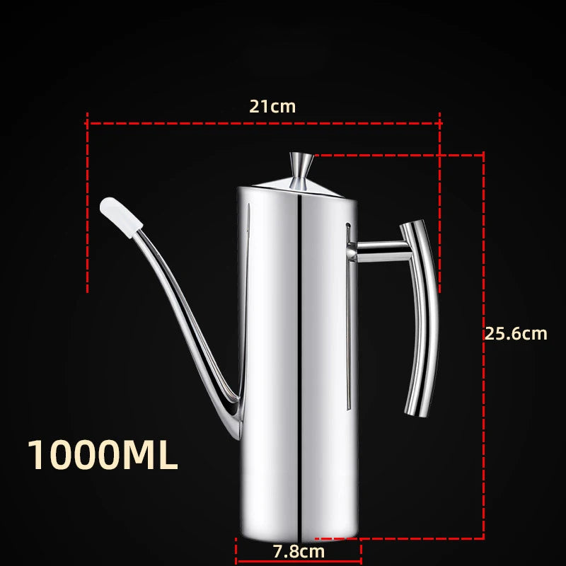 304 Stainless Steel Oil Pot Kitchen Oil Tank Sauce Vinegar Drip-Proof Dust-Proof Oil Storage Container To Store Kitchen Tools