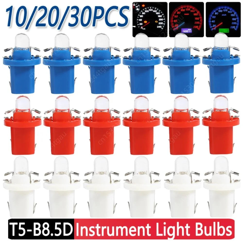 10-30Pcs T5 B8.5D Led Interior Lights Car Automobile Dashboard Instrument Cluster Bulbs White/Red/Blue Light Lamp