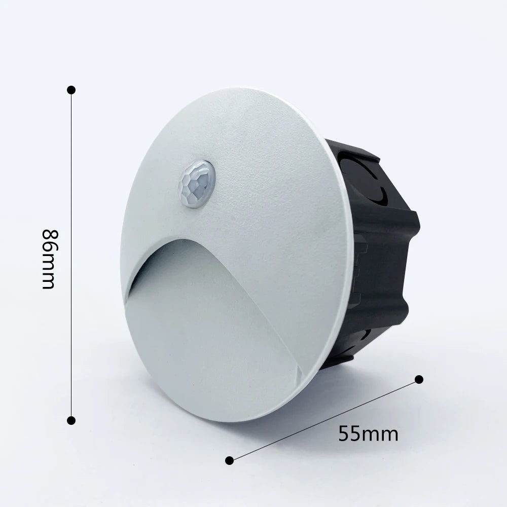 SANDIY Outdoor Lighting LED Sensor Embedded Wall Lamps Waterproof Outside Night Light Footlight+60mm Box for Stair&Step Garden