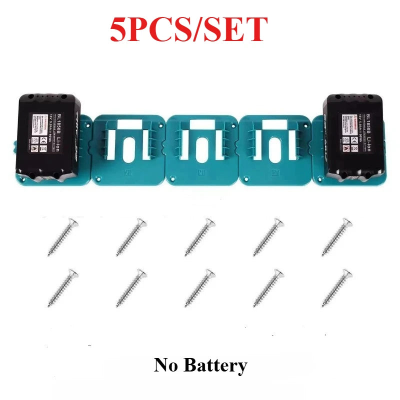 5PCS Battery Holder for Makita 18V Li-ion Battery Tools Machine Holder Storage Rack Wall Mount for BL1860 BL1850(No Battery)