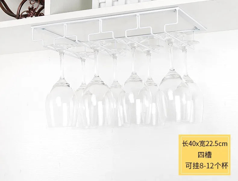 Iron Wall Mount Wine Glass Holder - Hanging Goblet Stemware Storage Organizer Rack