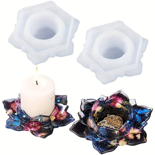 Candles Holders Resin Mold, Flower Candlestick Epoxy Casting Silicone Molds For DIY Jewelry Box,Candy Box Home Table Decoration