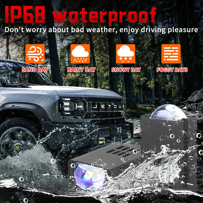 2PCS LED Headlight Bumper Fog Lamps Projector Lens Work Light Mini Driving Light Auxiliary Lights For Car Motorcycle