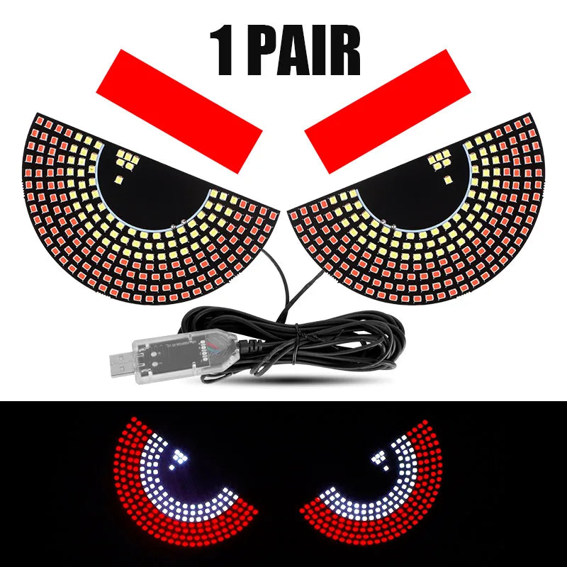 Car Back Window expression lights LED Strips Light Panel Car Windshield Display Devil's Eye Decorative Lamps USB Plug Lighting