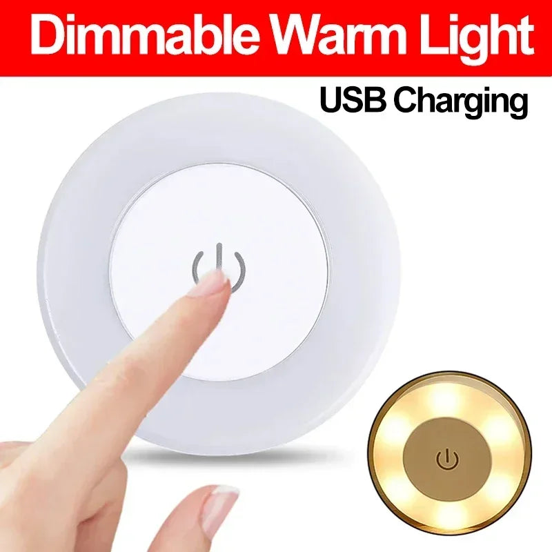 3 Modes LED Touch Sensor Night Lights Portable USB Rechargeable Magnetic Base Wall Light Bedroom Living Room Dimming Night Lamps