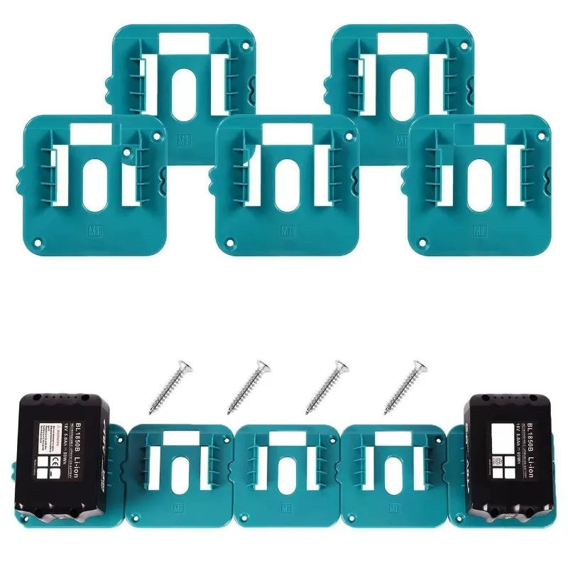 5PCS Battery Holder for Makita 18V Li-ion Battery Tools Machine Holder Storage Rack Wall Mount for BL1860 BL1850(No Battery)