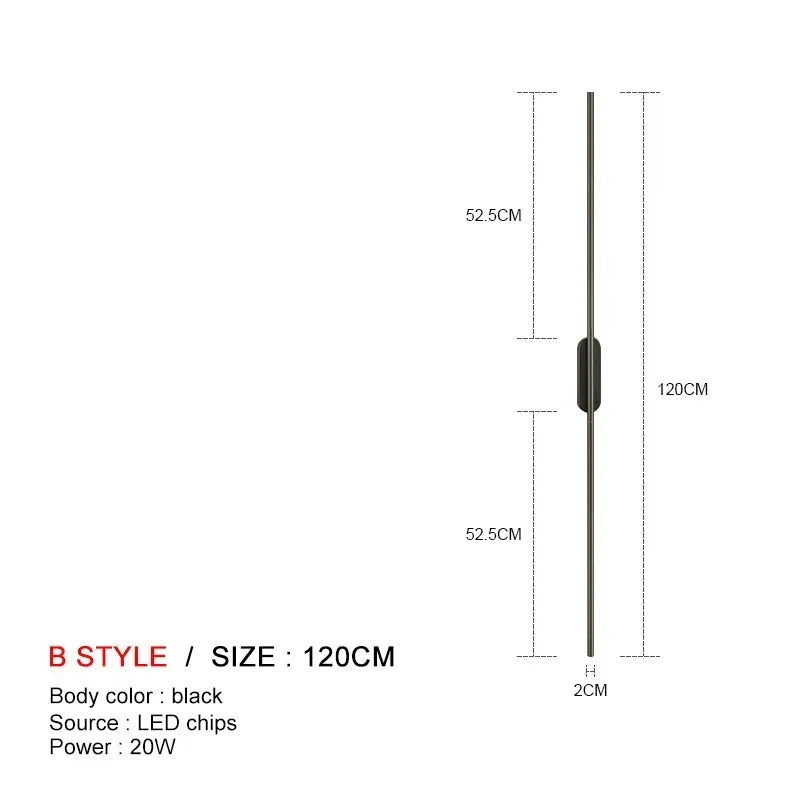 Modern Long LED Wall Lights for Bedroom Bedside Black Wall Lamps Living Room Background Decoracion Hallways Interior Sconce