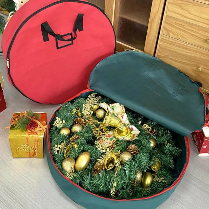 Christmas Tree Storage Bag 60cm - Foldable Xmas Wreath Organizer with Reinforced Handle