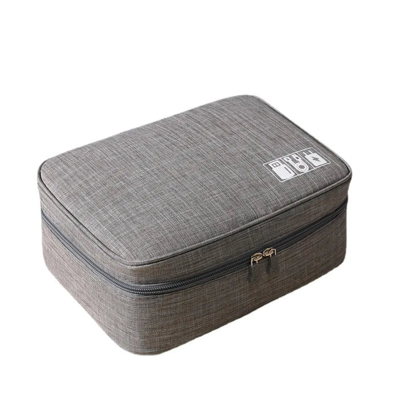 Travel Electronic Storage Bag - Multi-Layer Organizer for Cables Chargers Earphones Hard Disk