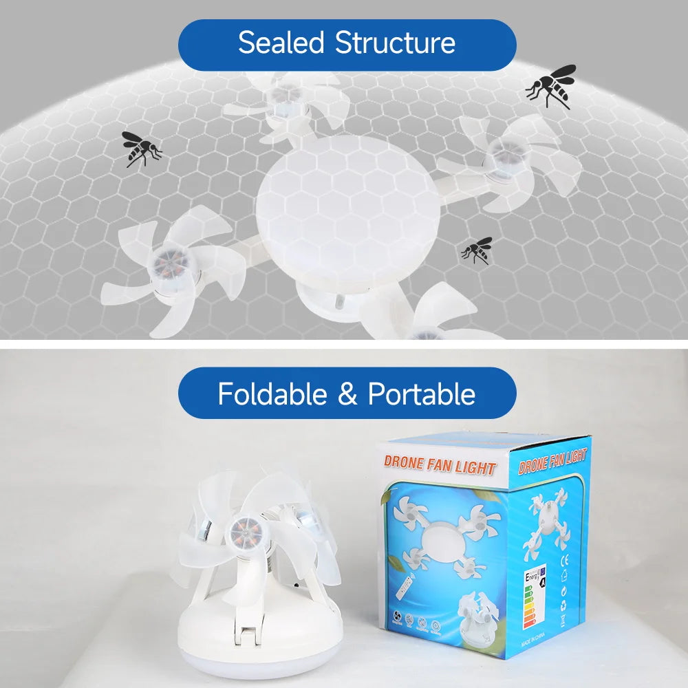 Timed Fan Lamp E27 Led Ceiling Fan Lights for Living Room Remote Control Dimming 3 Colors Kitchen Lamp 3-Speed Drone Fan Lamps