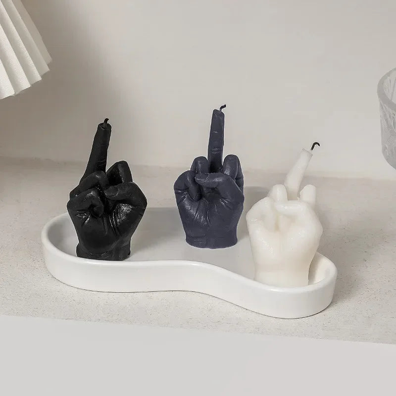 Creative Candles Middle Finger Shaped Gesture Scented Candles Niche Funny Quirky Gifts Home Decoration Ornaments Birthday Gifts
