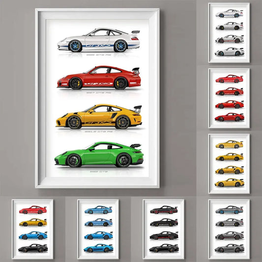911 GT3 RS Car Generation Supercar Poster Canvsa Print Painting Home Decor Wall Art Decoration Gift For Car Lover Frameless