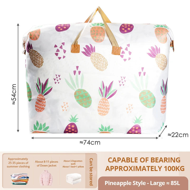 Large Capacity Clothes Storage Bag Organizer - Foldable with Reinforced Handle & Zipper for Blankets Bedding