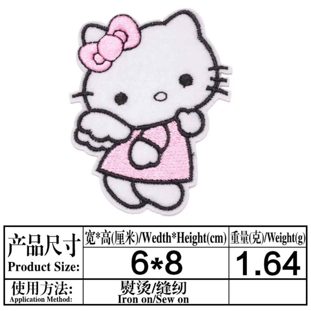7/15Pcs Hello Kitty Cartoon KT Cat Series For Child Clothes Iron on Embroidered Patches Sew DIY Coat Jeans Applique Sticker