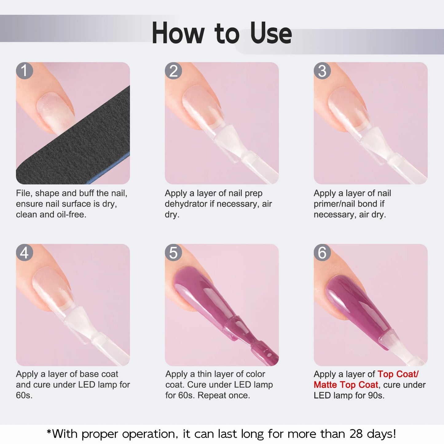 2pcs 7ml No Wipe Glossy and Matte Top Coat, Long Lasting Soak Off Nail Gel Varnish for Home Salon Manicure Beginner Use