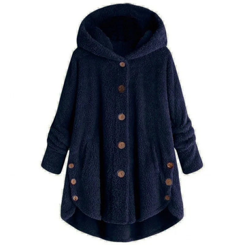 Autumn Winter Coat Women Warm Teddy Bear Coat Wool Jacket Female Plush Coat Hooded Jacket New Women's Coats Solid Color Jacket