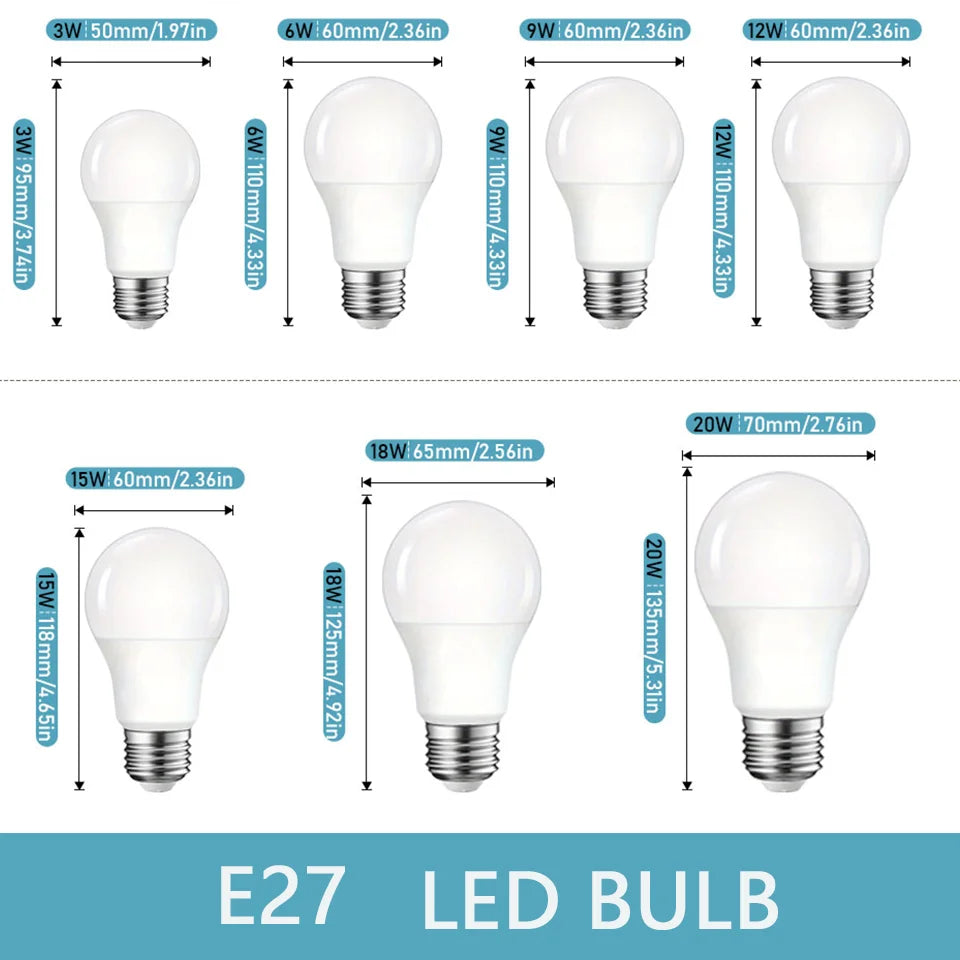4pcs E27 LED Bulb Lamps AC 220V SMD2835 3W 6W 9W 12W 15W 18W Lampada Led Light Bulbs Living Room Home Indoor LED Bombilla
