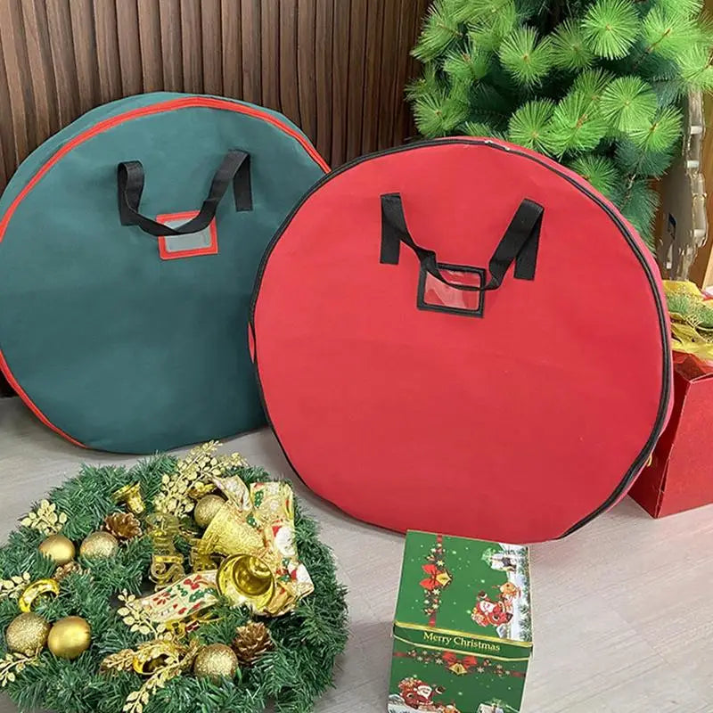 Christmas Tree Storage Bag 60cm - Foldable Xmas Wreath Organizer with Reinforced Handle
