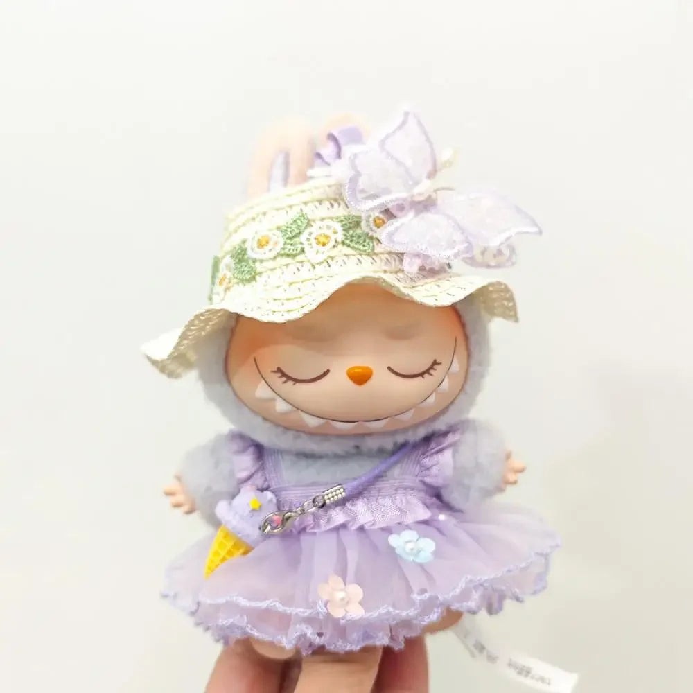 Labubu Doll Dress Purple Butterfly Fairy Skirt Cardigan 17cm Plush Doll Dress Replacement For Labubu v1/v2 Idol Doll