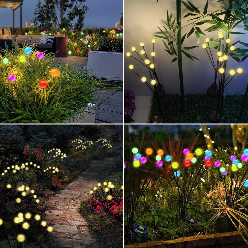 Firefly Garden Solar Lights 8LED 10LED 40LED Outdoor Waterproof RGB Warm White Swaying Decorative Lamps for Yard Patio Landscape