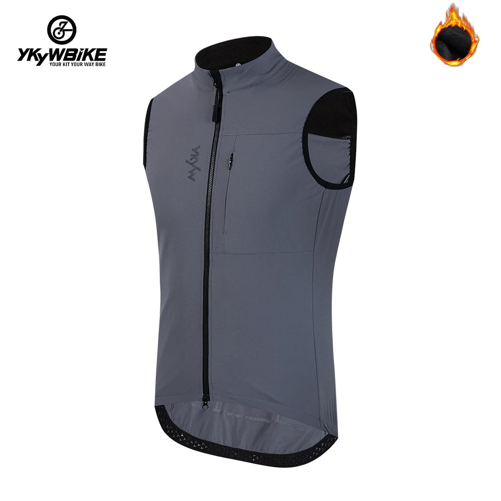 YKYW Waterproof Thermal Vest Men Women Winter Sleeveless Waistcoat Black Gray Olive Cycling Vest Bike Clothing Bicycle Mtb Coat