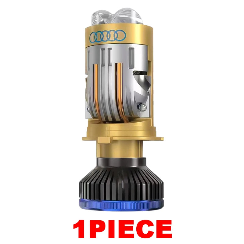 Bi LED H4 Projector Lens High Low Beam Car Bulbs Canbus H4 LED Auto Motorcycle LED Lamps With Lens Turbo Perfect Cut-off Line