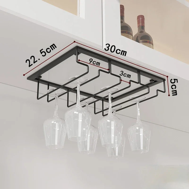 Iron Wall Mount Wine Glass Holder - Hanging Goblet Stemware Storage Organizer Rack