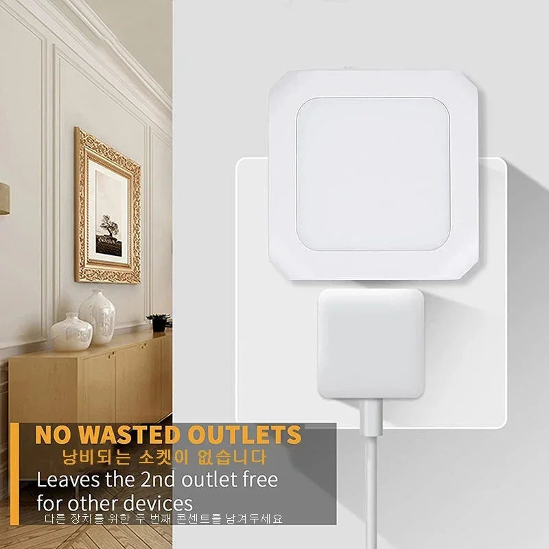 Mini LED Night Lights Plug in Light Dimmable Lamps Energy Saving Square Lamp Under Cabinet Light Kitchen Living Room Aisle WC