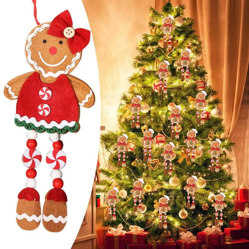 Gingerbread Man Christmas Tree Decoration - Cute Long Legs Holiday Ornament Indoor Decor